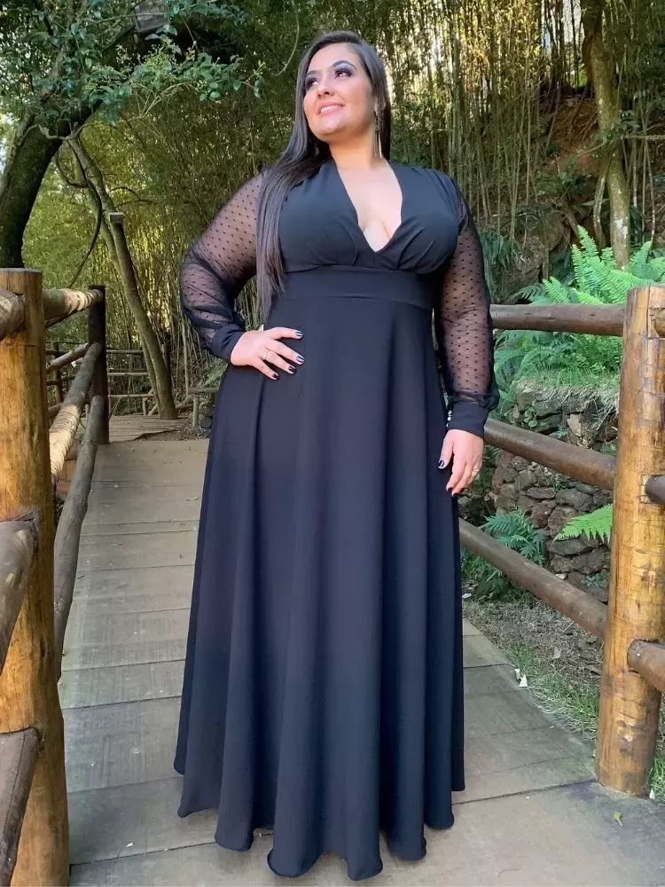 Vestido Longo de Festa Caroline Preto