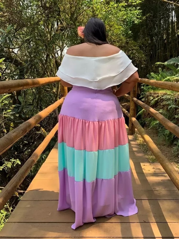 Saia Colorida Franzida
