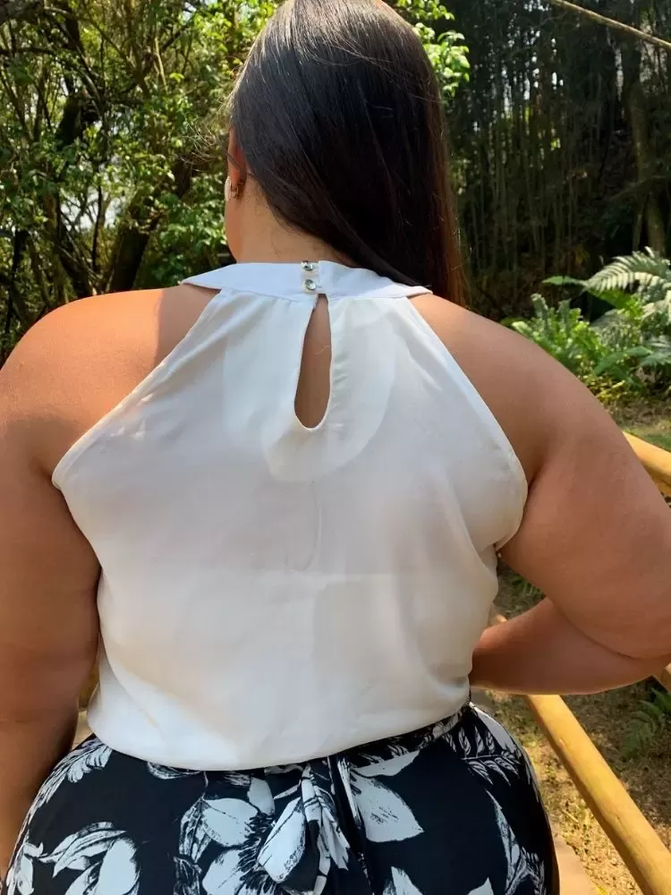 Blusa com Amarração na Cintura Branco