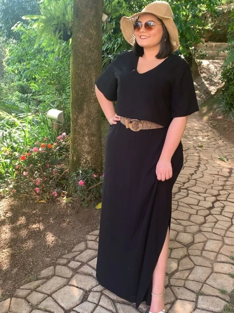 Conjunto Cropped Soltinho + Saia Longa com Fendas Laterais