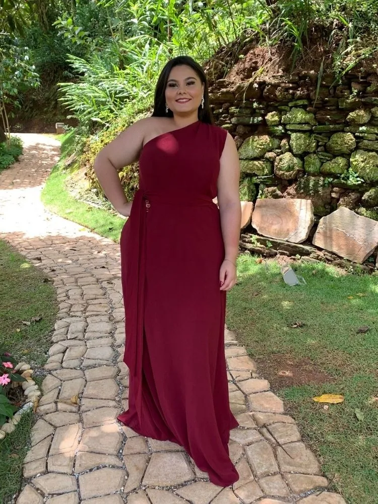 Vestido Madrinha Casamento Marsala Plus size Sober