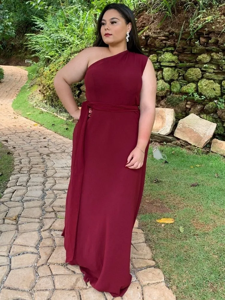 Vestido Madrinha Casamento Marsala Plus size Sober