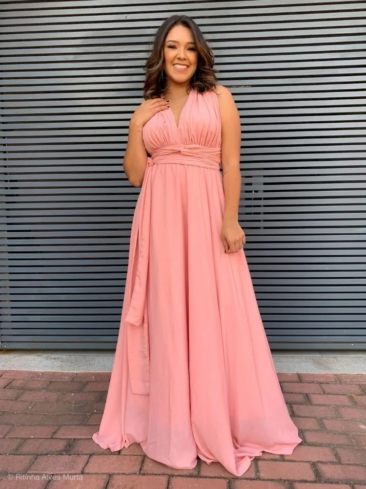 Vestido Madrinha de Casamento Multiformas Anathan Rosê