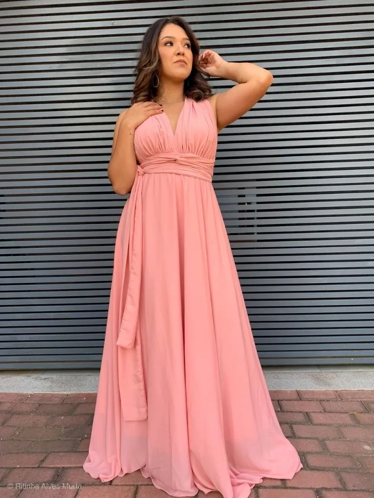 Vestido Madrinha de Casamento Multiformas Anathan Rosê