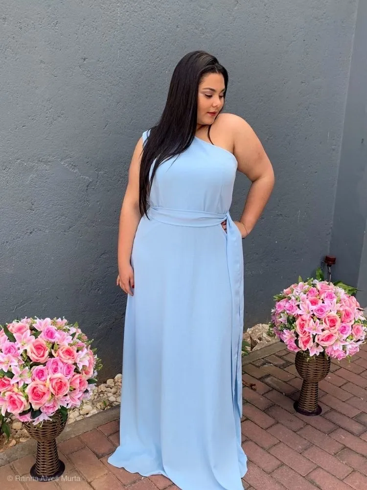 Vestido Madrinha Casamento Sober Azul Serenity
