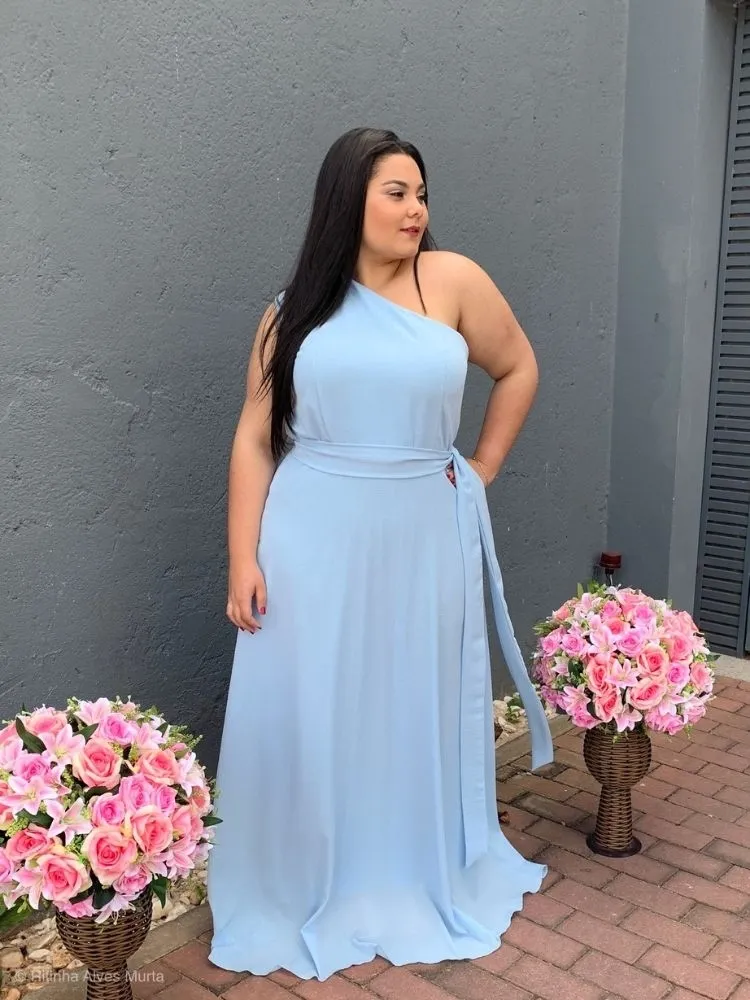 Vestido Madrinha Casamento Sober Azul Serenity