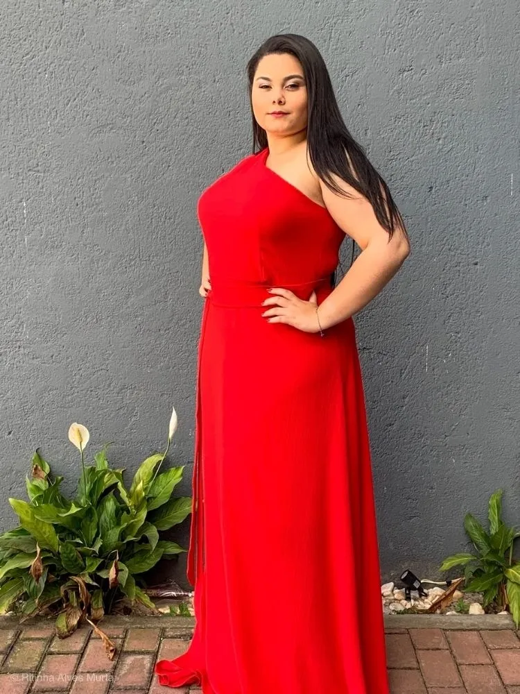Vestido Madrinha Casamento Vermelho Plus Size Sober