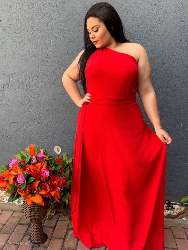 Vestido Madrinha Casamento Vermelho Plus Size Sober