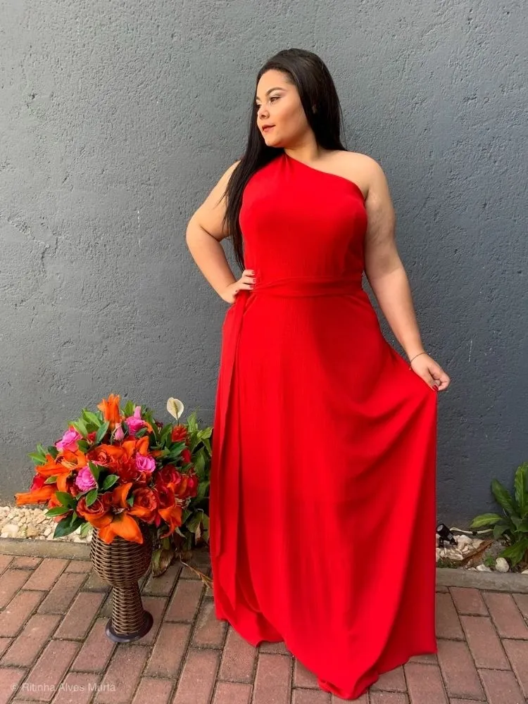 Vestido Madrinha Casamento Vermelho Plus Size Sober