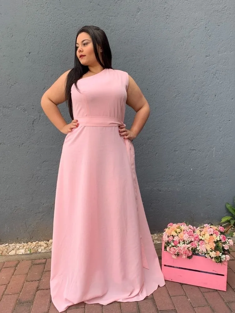 Vestido Madrinha Casamento Rosa bebê Plus Size Sober