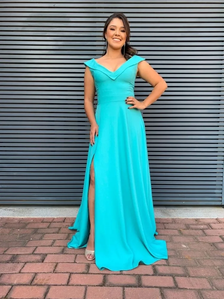 Vestido Longo Madrinha de Casamento Vanessa Verde Tiffany