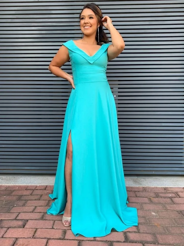 Vestido Longo Madrinha de Casamento Vanessa Verde Tiffany