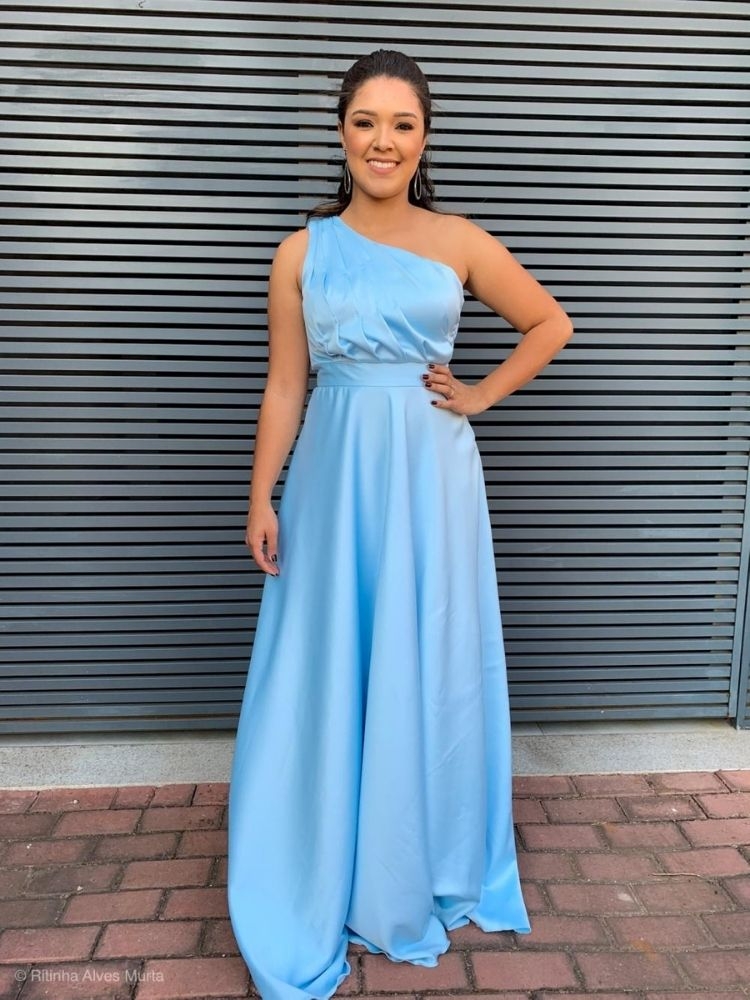 Vestido Madrinha de casamento Azul Serenity Gleiciane 