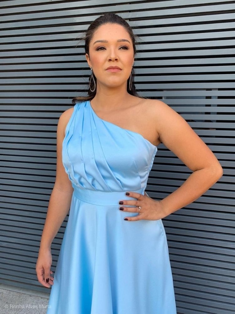 Vestido Madrinha de casamento Azul Serenity Gleiciane 