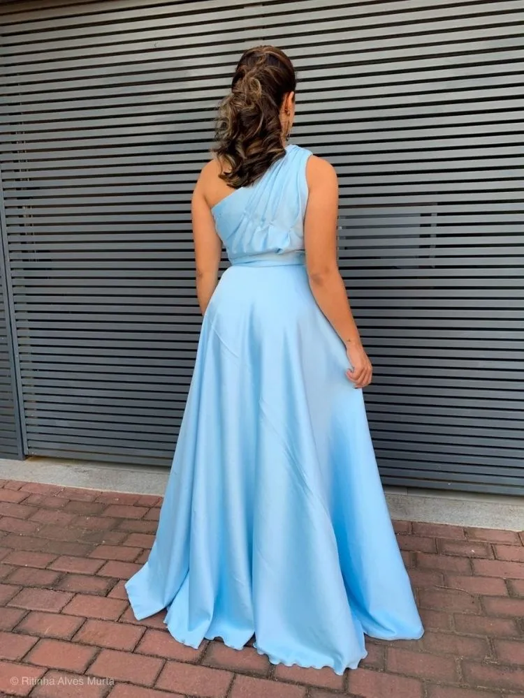 Vestido Madrinha de casamento Azul Serenity Gleiciane 