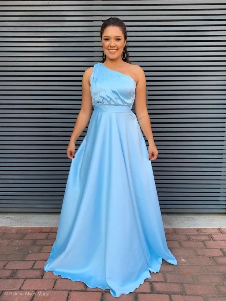 Vestido Madrinha de casamento Azul Serenity Gleiciane 