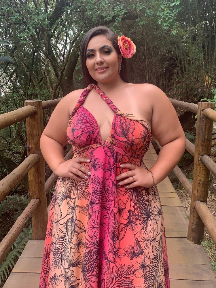 Vestido Longo Estampado Multiformas Anathan Rosa