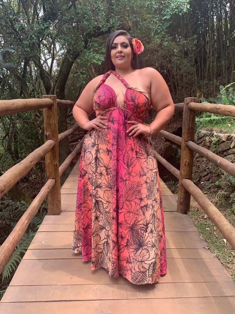 Vestido Longo Estampado Multiformas Anathan Rosa