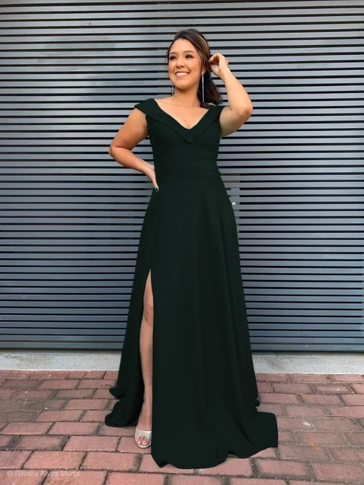 Vestido Longo Madrinha de Casamento Vanessa Preto