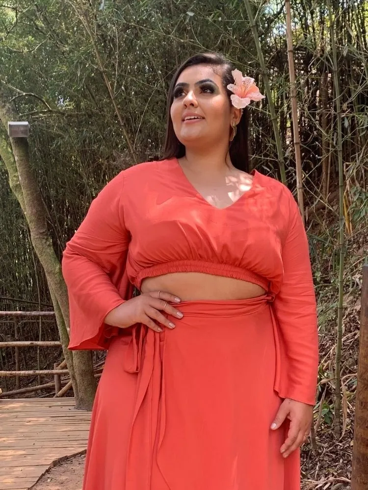 Cropped com Manga TNM Collection Coral