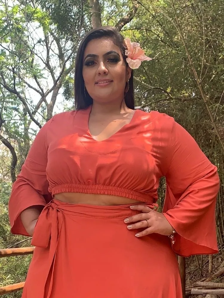 Cropped com Manga TNM Collection Coral