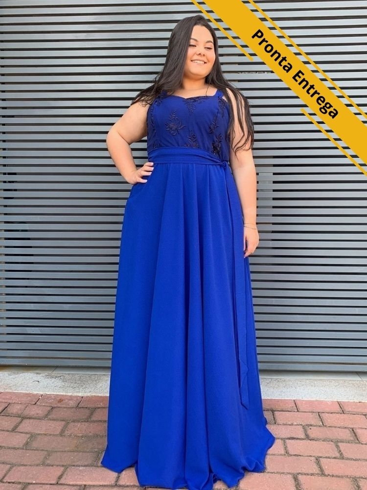 Vestido Madri Pronta Entrega Azul Royal
