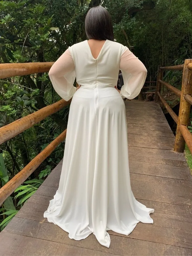 Vestido de Noiva Branco off Caroline 10 dias de Confecção