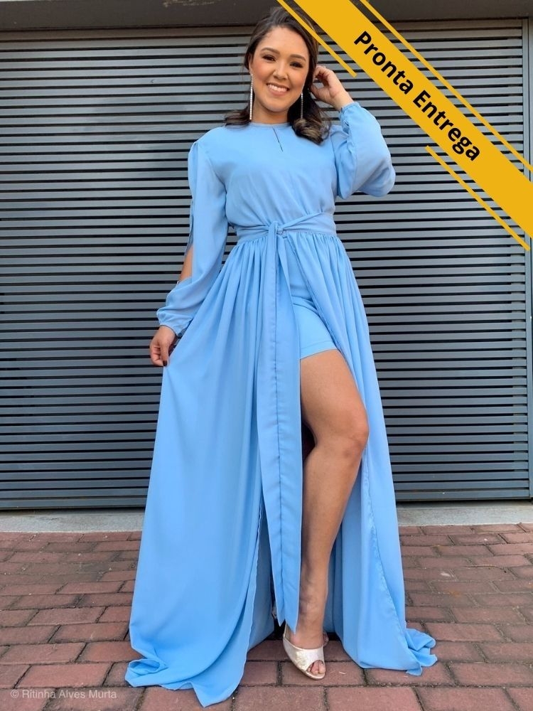 Vestido Sublime Pronta Entrega Azul Serenity