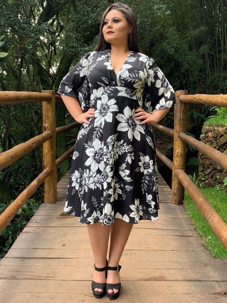 Vestido Geralda Pronta Entrega Estampado Preto