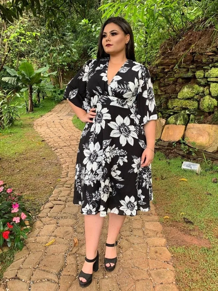 Vestido Geralda Pronta Entrega Estampado Preto