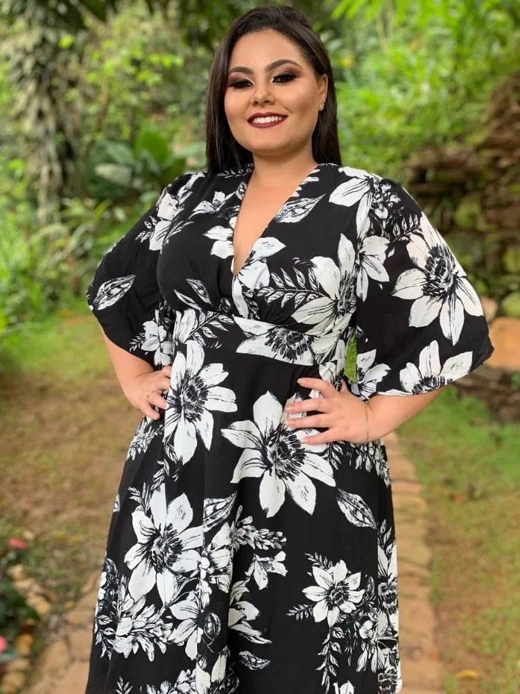Vestido Geralda Pronta Entrega Estampado Preto