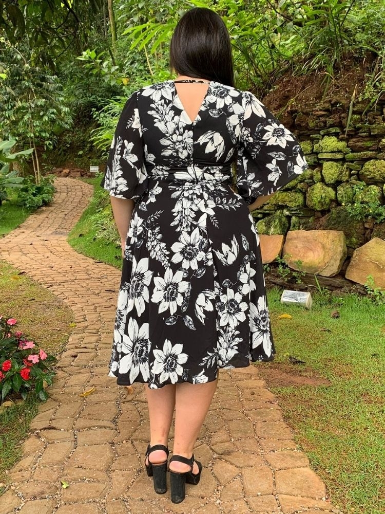 Vestido Geralda Pronta Entrega Estampado Preto