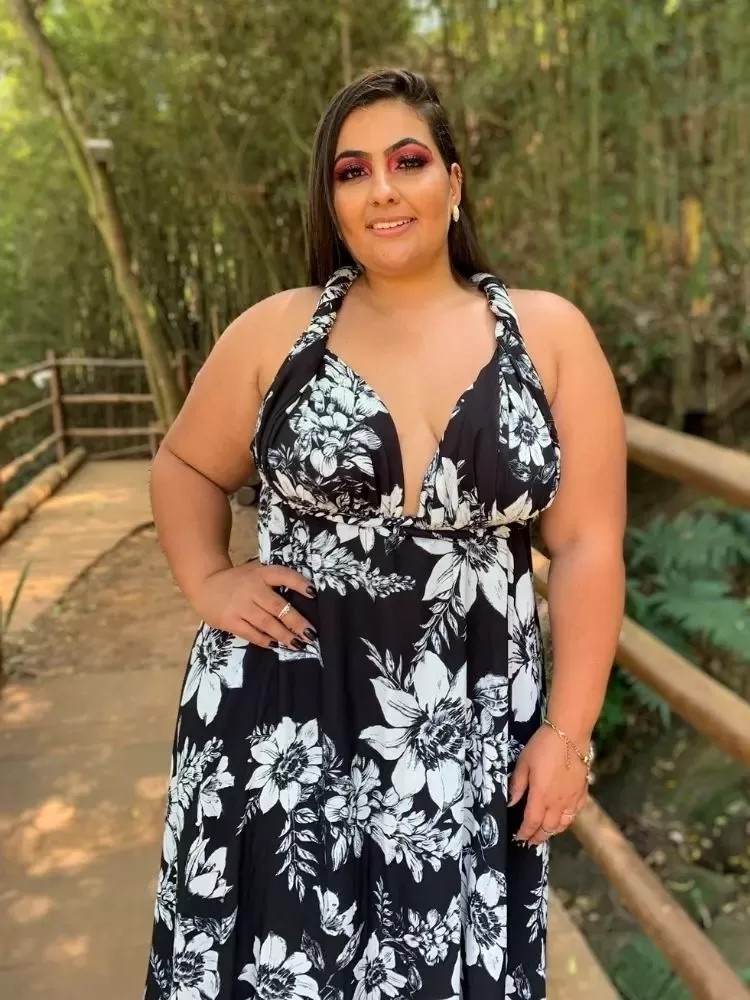 Vestido Anathan Pronta Entrega Estampado Preto