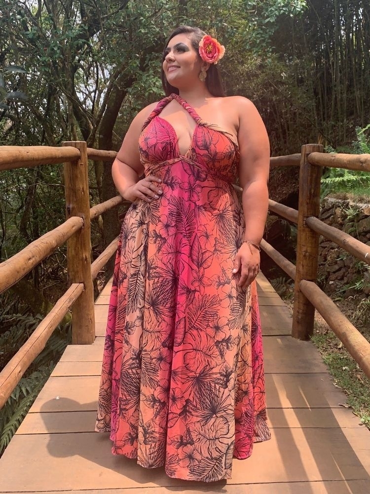 Vestido Anathan Pronta Entrega Estampado Rosa