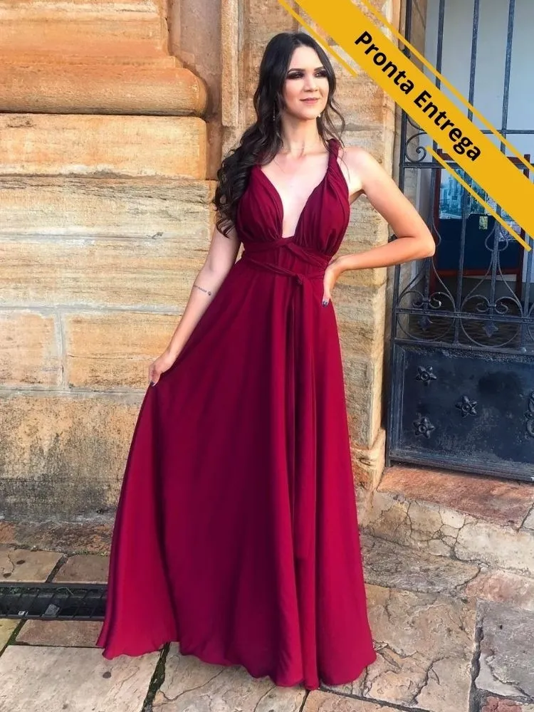 Vestido Anathan Pronta Entrega Marsala
