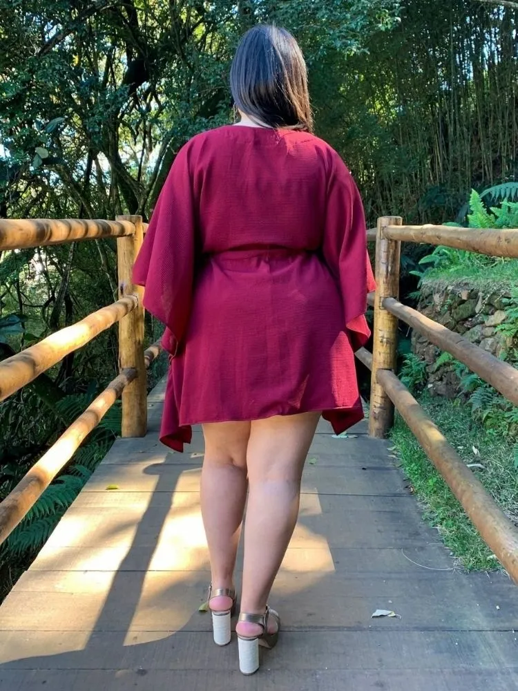 Vestido Kimono Cibele Pronta Entrega Marsala