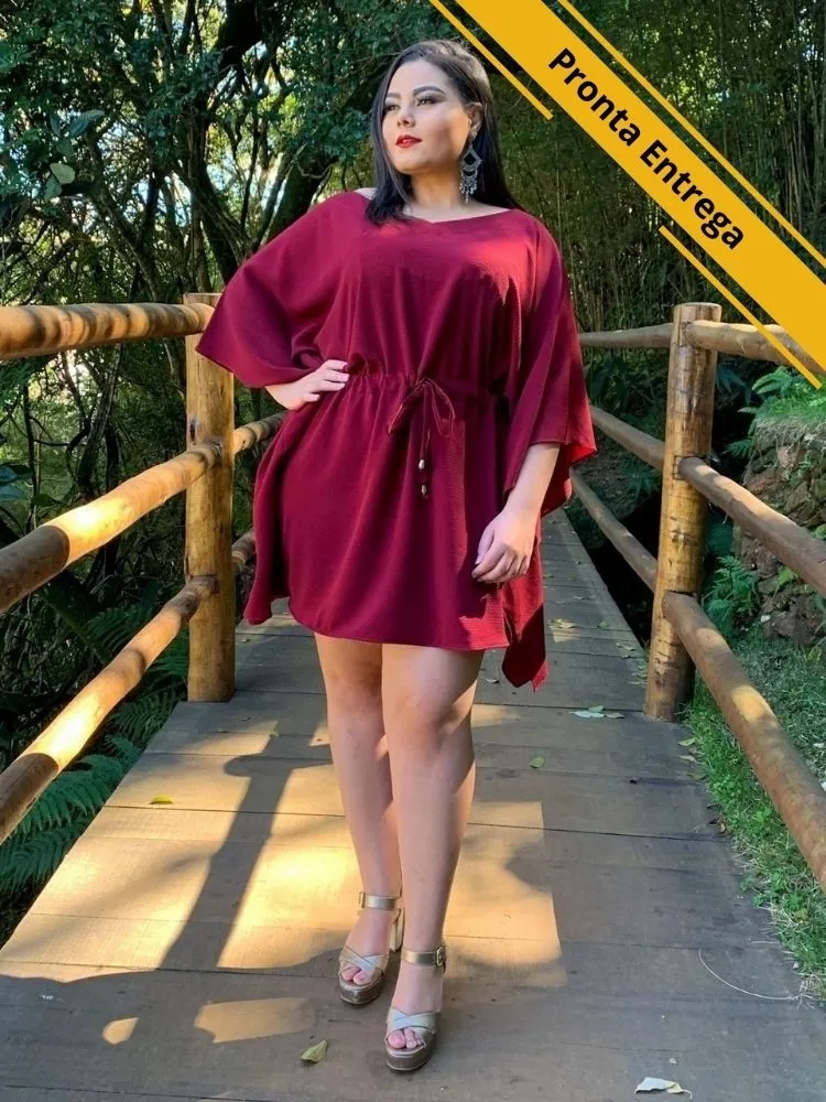 Vestido Kimono Cibele Pronta Entrega Marsala