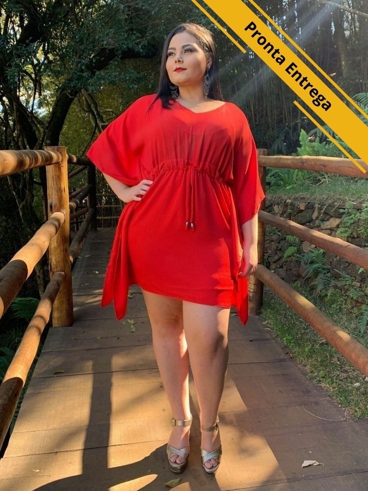 Vestido Kimono Cibele Pronta Entrega Vermelho