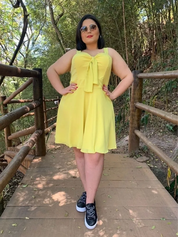 Vestido Naninha Curto Pronta Entrega Amarelo
