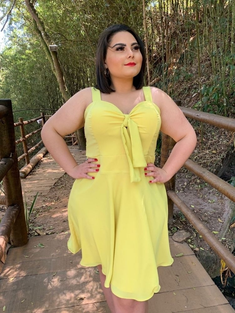 Vestido Naninha Curto Pronta Entrega Amarelo