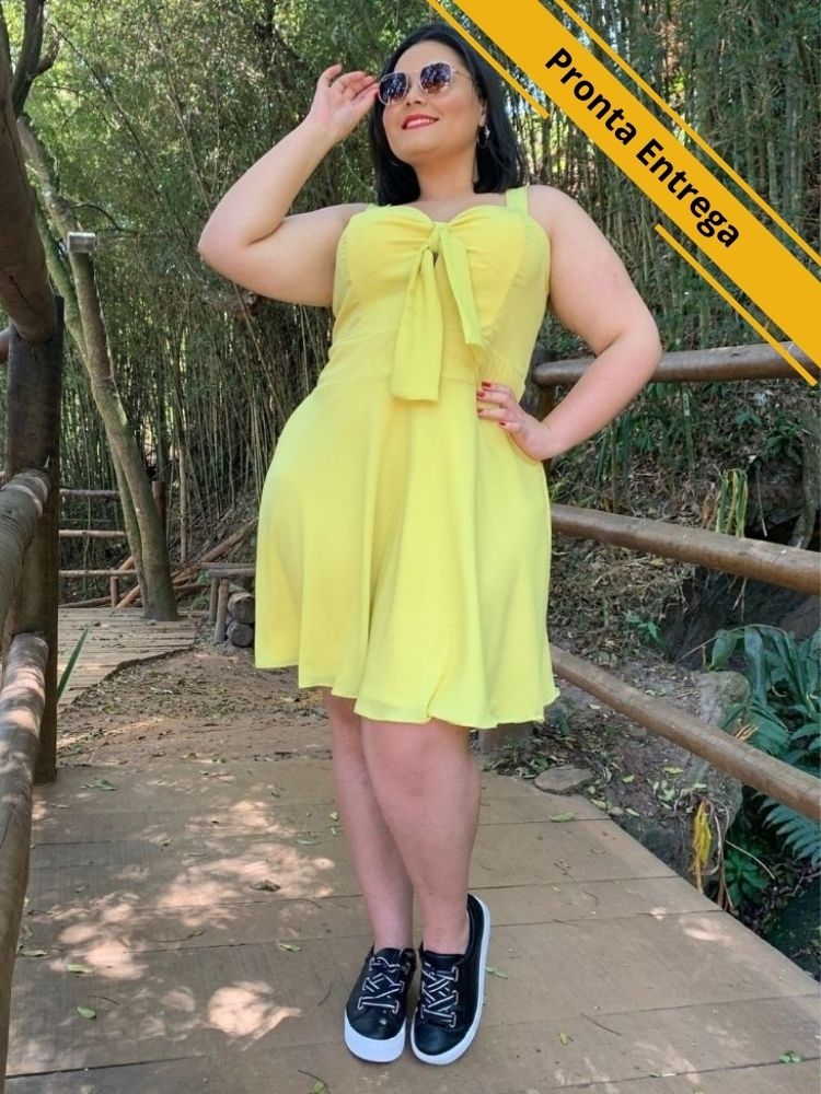Vestido Naninha Curto Pronta Entrega Amarelo