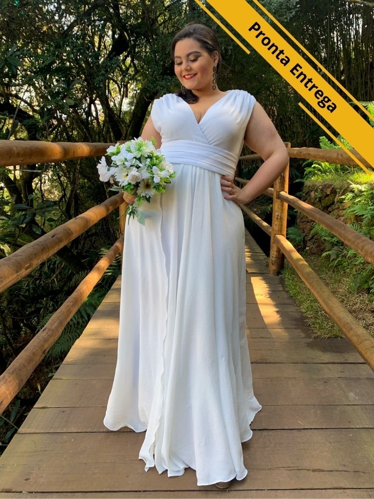 Vestido Alice Fan Pronta Entrega Branco Off