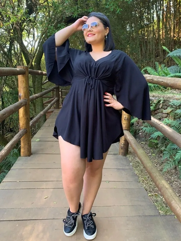 Vestido Curto Kimono Kamila Preto