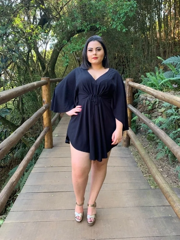 Vestido Curto Kimono Kamila Preto
