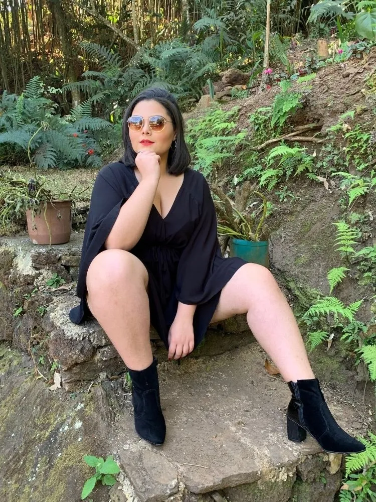 Vestido Curto Kimono Kamila Preto