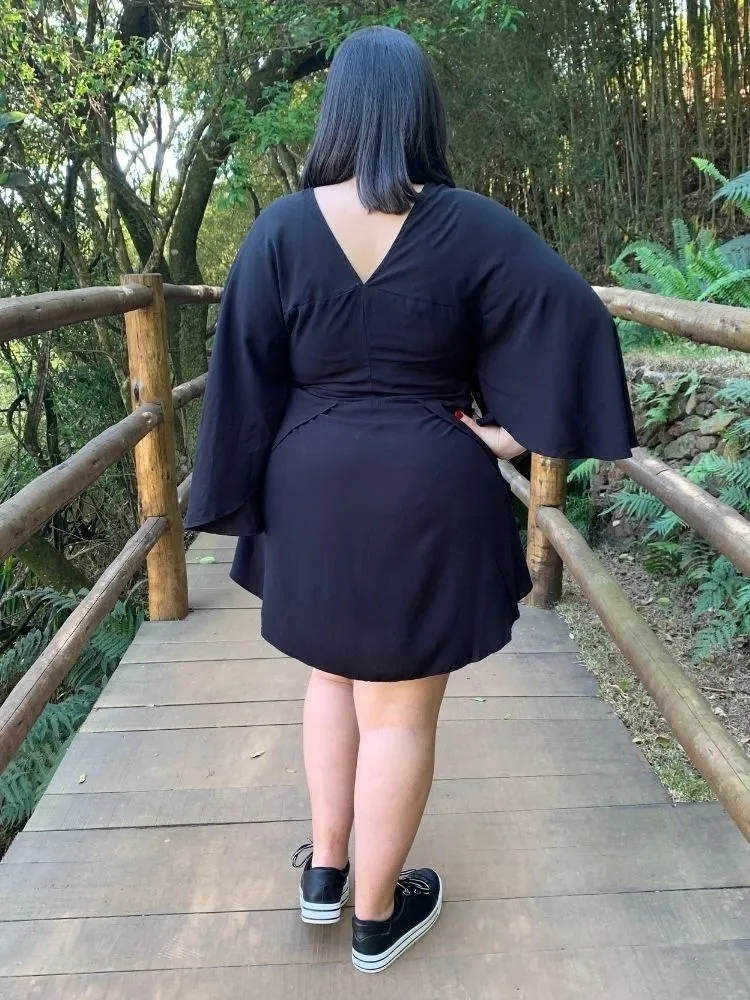 Vestido Curto Kimono Kamila Preto