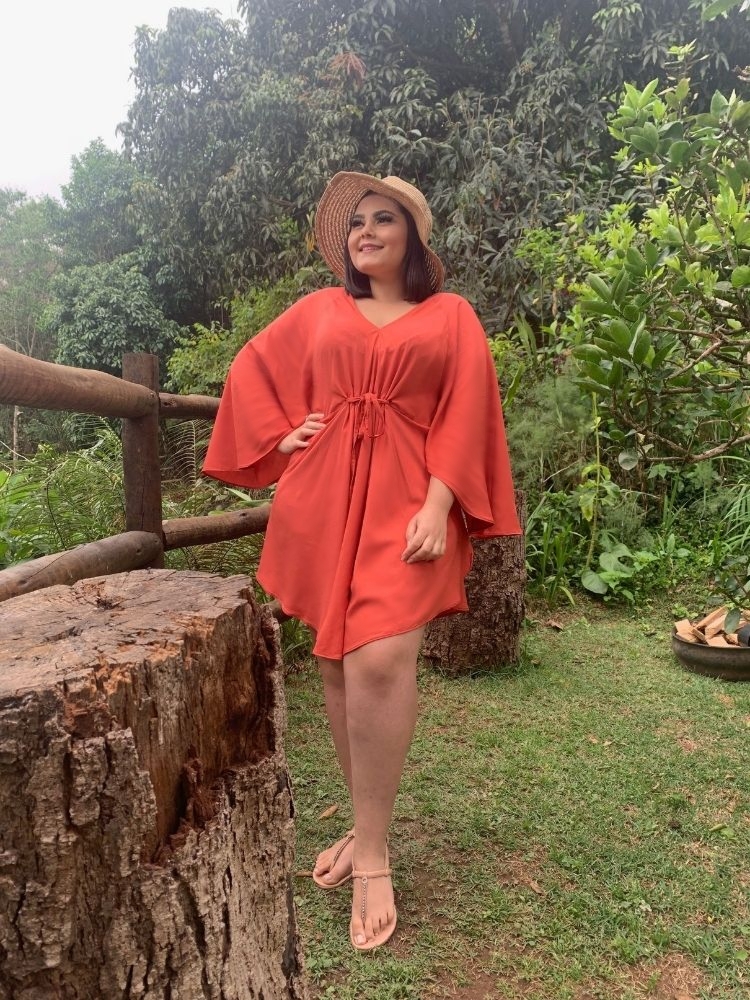 Vestido Curto Kimono Kamila Coral