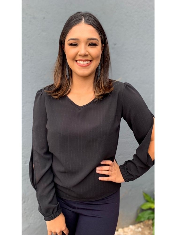 Blusa Manga Vazada TNM Collection Preto