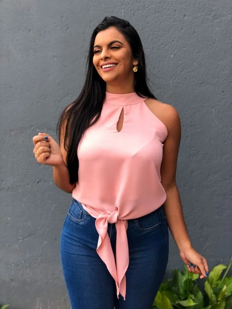 Blusa com Amarração na Cintura