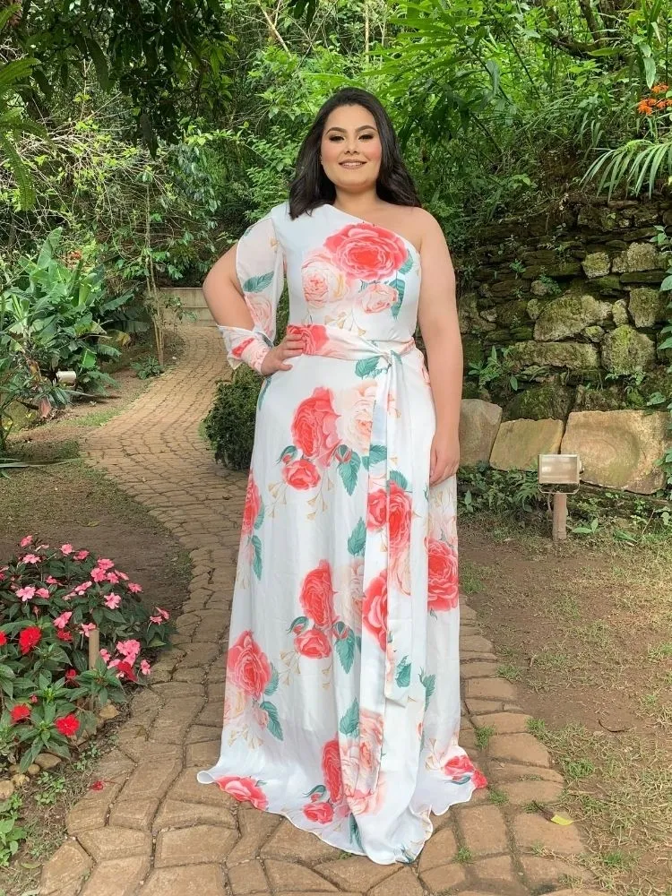 Vestido de Festa Nara Estampado Off White